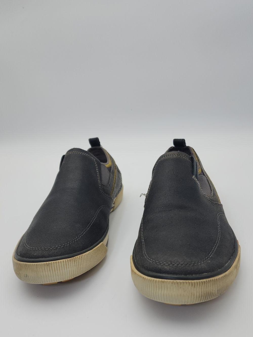 Skechers Talon Charcoal Men's Slip on Distressed Leather Loafers Shoes Size 9 - Picture 2 of 14